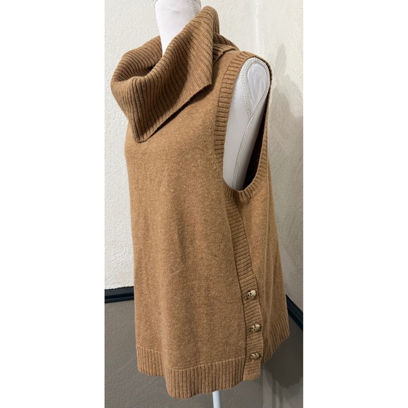 Talbots Sweaters - NWT Talbots Women L Sweater Vest Knit Camel Cowl Neck Shell Chic Workwear Tank